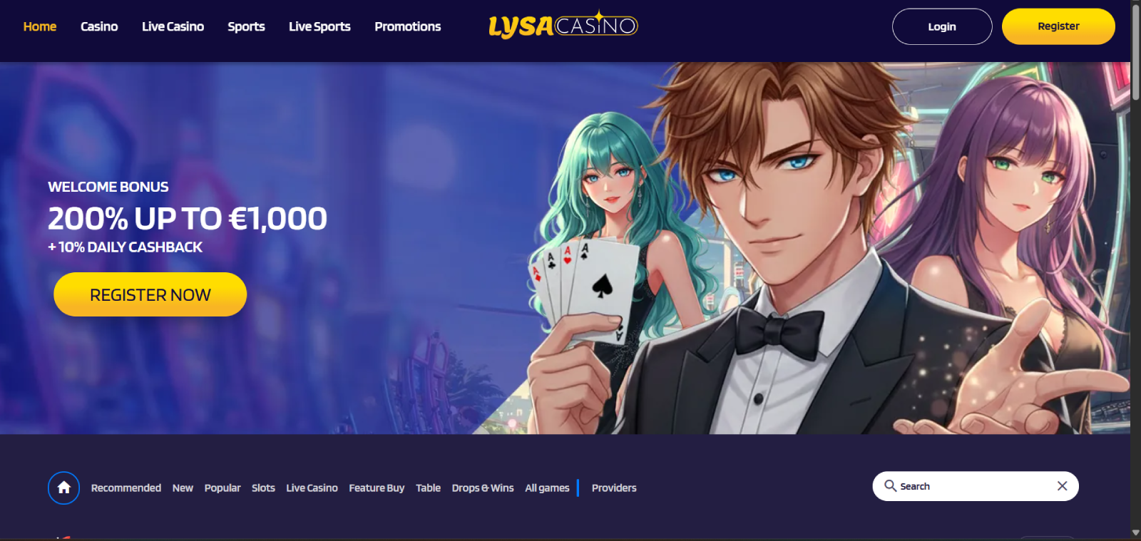 Lysa Casino forside